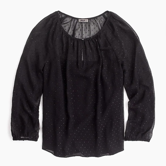 🌹Point Sur popover blouse in pin dot chiffon - Picture 1 of 2